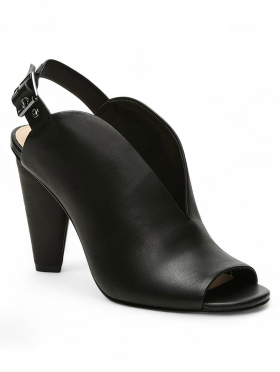 Vince Camuto Shoes - Vince Camuto VP-Kembia Black Leather Peep-toe Mule Size 8